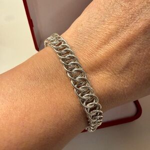 Peruvian Silver Knit Link Bracelet 7.5” NWOT